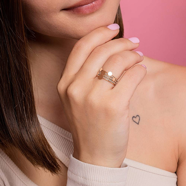 Многослойное кольцо из красного и белого золота (арт. 141319) – изображение 2