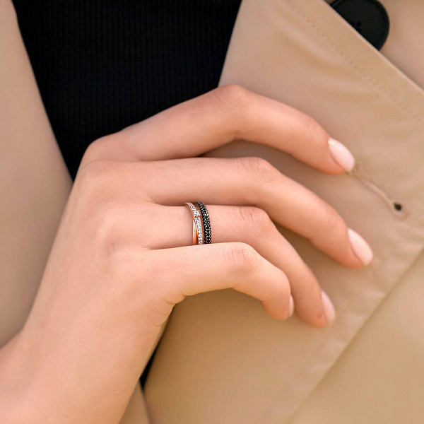 Золотое кольцо с фианитами Синергия (арт. 140463ч) – изображение 2