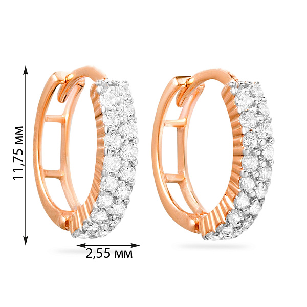 Золотые серьги конго с фианитами (арт. 110192) – изображение 3