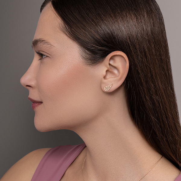 Сережки-пусеты Крылья ангела из красного золота (арт. 110985) – изображение 3