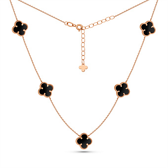 Золотое колье Клевер с ониксом (арт. 361495/10о)