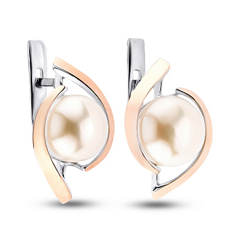 Фото Срібні сережки з перлами (арт. 7202/103жбсп)