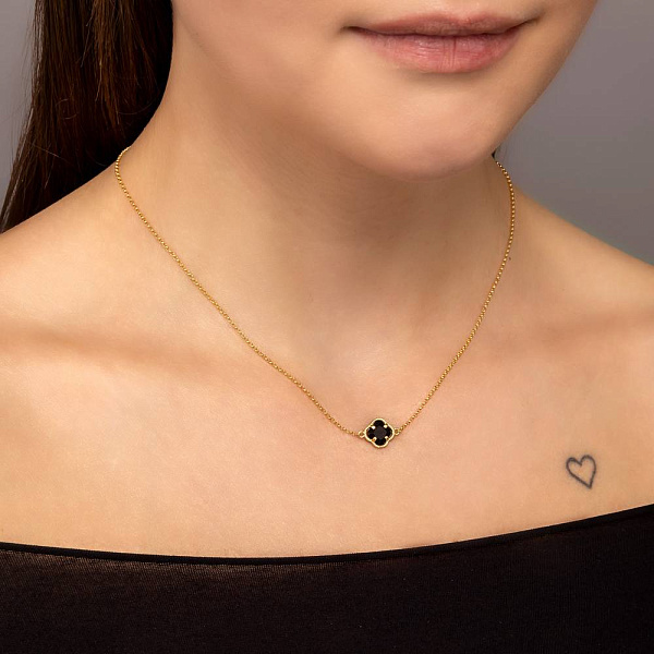 Кольє з жовтого золота з чорним фіанітом (арт. 352947жч) – зображення 3