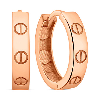 Серьги-кольца из красного золота без камней (арт. 106245/15)