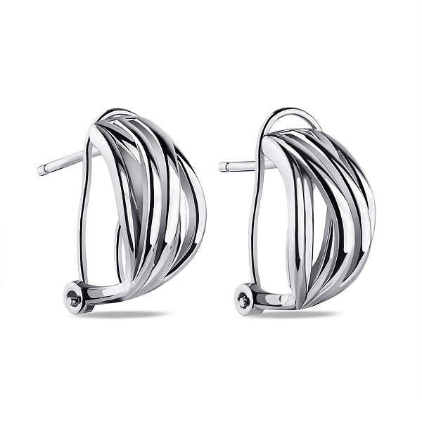 Серебряные серьги "Переплетение" без камней (арт. 7502/4551) – изображение 1