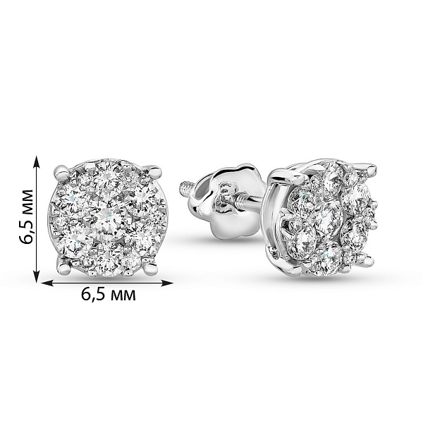 Пусеты из белого золота с бриллиантами (арт. С341311100б) – изображение 4