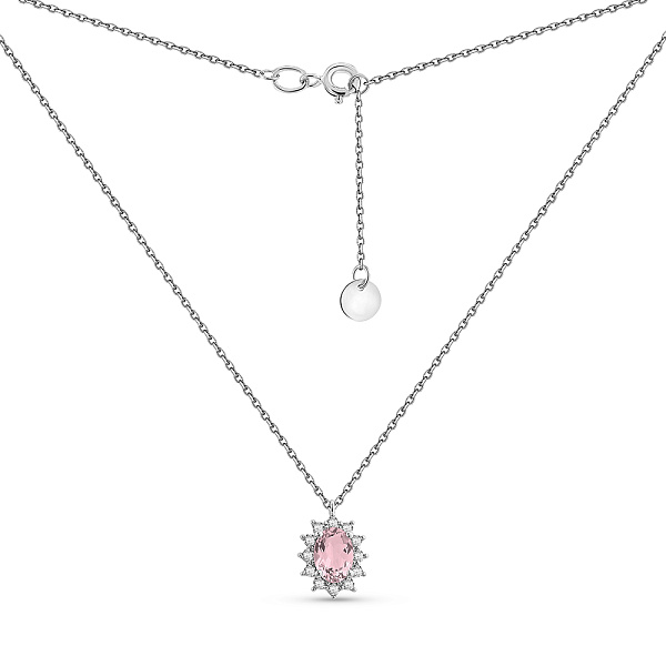Колье из белого золота с морганитом и фианитами (арт. 361250ПбмГ) – изображение 2