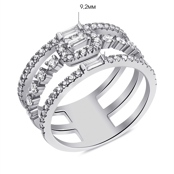 Серебряное тройное кольцо с фианитами (арт. 7501/6877) – изображение 2