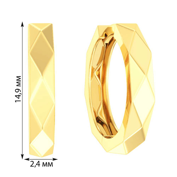 Сережки-кільця з жовтого золота  (арт. 111192ж) – зображення 2