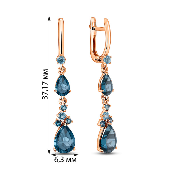 Золотые серьги с топазом (арт. 111119Пл) – изображение 3