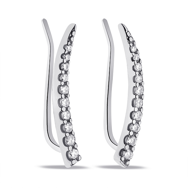 Серьги-клаймберы из серебра с фианитами (арт. 7502/21067р) – изображение 1