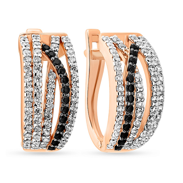 Золотые серьги Синергия с дорожками из фианитов (арт. 110188ч) – изображение 1