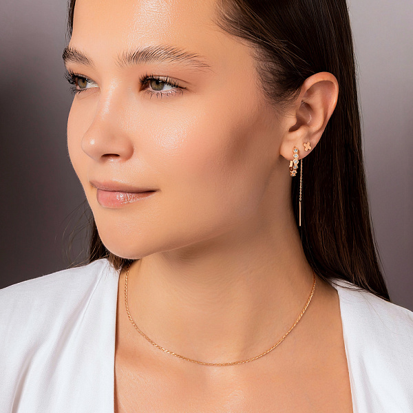 Сережки-протяжки з червоного золота (арт. 110007) – зображення 4