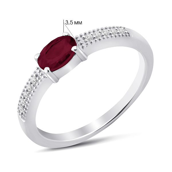 Тонкое серебряное кольцо с рубином (арт. 7501/1763087Р) – изображение 2
