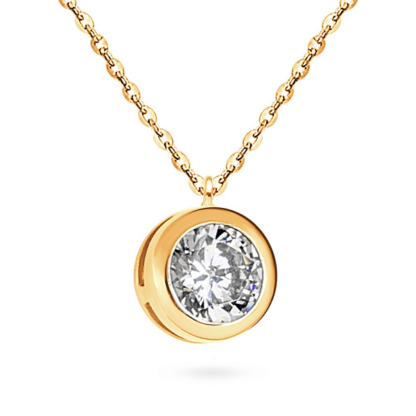 Кольє з жовтого золота з одним фіанітом (арт. 350547/3ж) – зображення 1