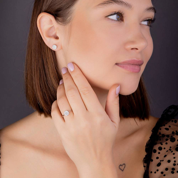 Золота каблучка з діамантами (арт. К341339020б) – зображення 4