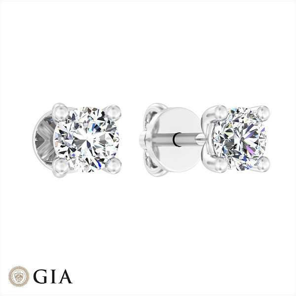 Сережки-пусети з білого золота з діамантами  (арт. Т01116208046б) – зображення 1