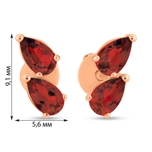 Золоті сережки з гранатом (арт. 111234Пк) – зображення 4