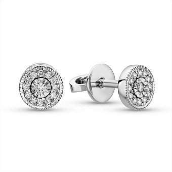 Серьги-пусеты из белого золота с бриллиантами (арт. Т011664010б)