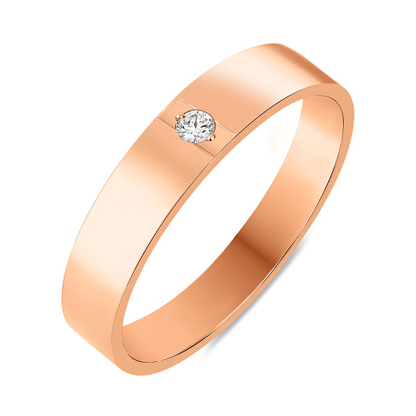 Золотое обручальное кольцо классическое Комфорт с бриллиантом (арт. К239182) – изображение 1