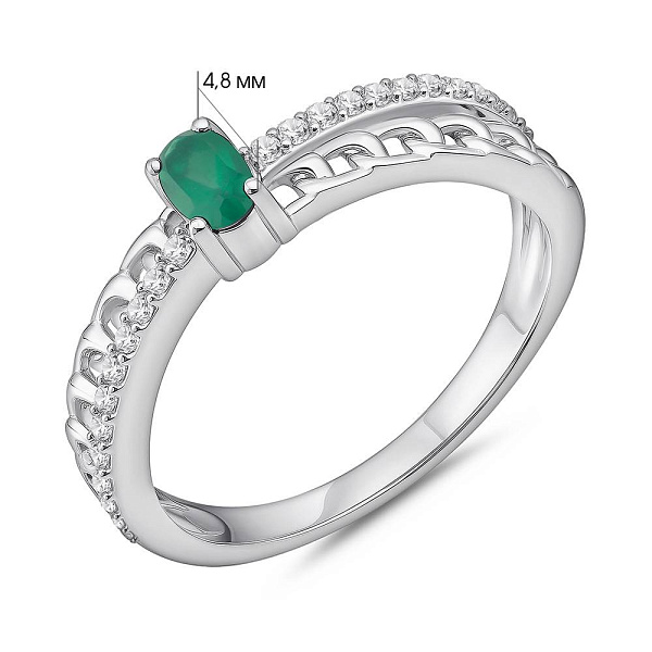 Серебряное кольцо с агатом и дорожкой из фианитов (арт. 7501/2189527Аз) – изображение 2