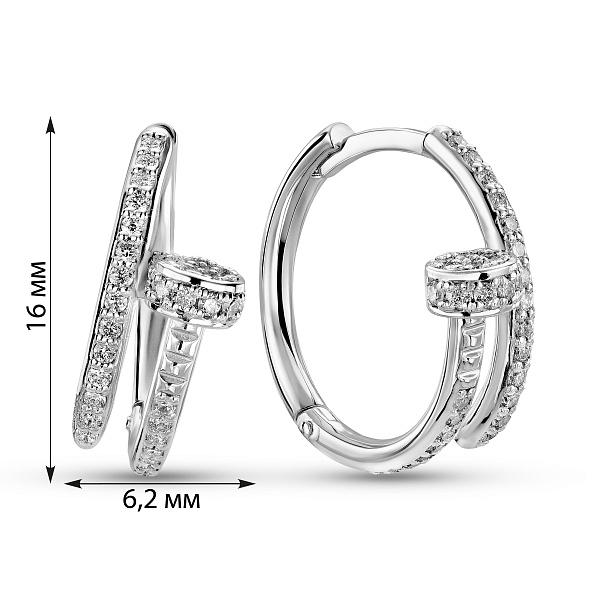 Сережки з білого золота з діамантами  (арт. С011537030б) – зображення 5