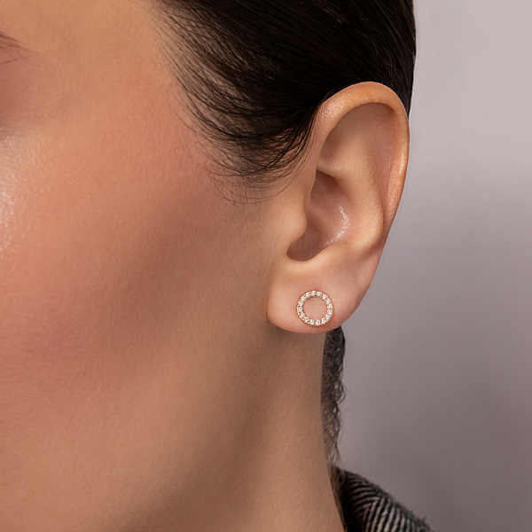 Золотые серьги пусеты с бриллиантами (арт. Т011256020) – изображение 2