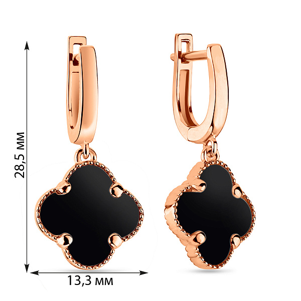 Золоті сережки-підвіски з оніксом (арт. 105693/15о) – зображення 2