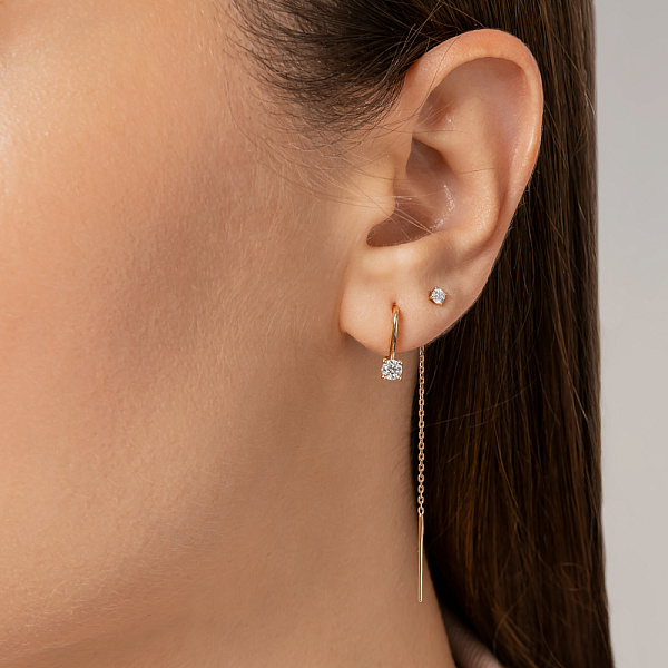 Сережки-протяжки з червоного золота з діамантами (арт. С011697010) – зображення 2