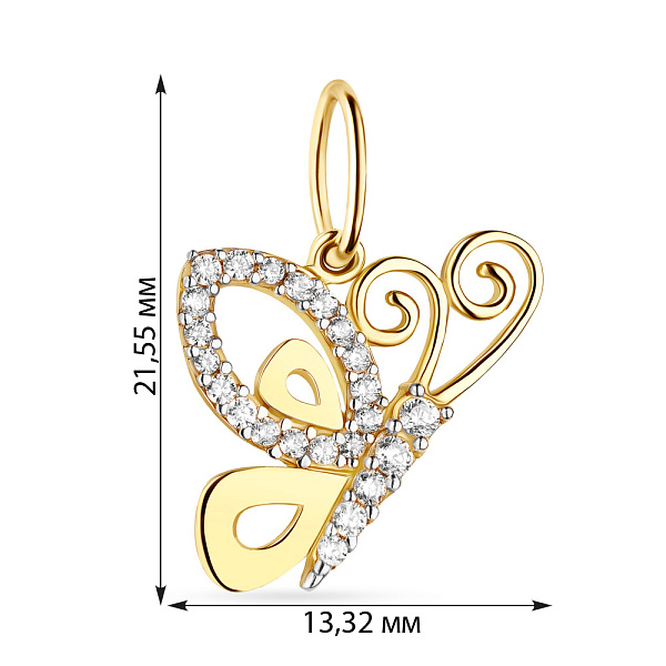 Кулон из желтого золота с фианитами (арт. 421634ж) – изображение 3