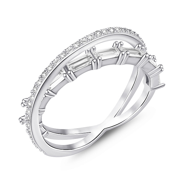 Серебряное двойное кольцо с фианитами (арт. 7501/8442) – изображение 1