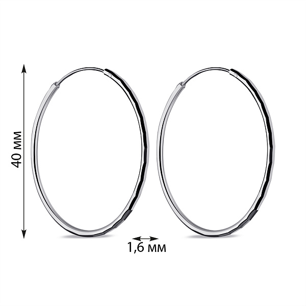 Серебряные серьги-кольца без камней (арт. 7502/2425/40) – изображение 2