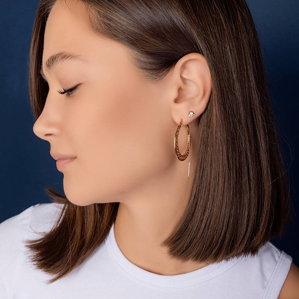 Серьги протяжки из золота Сердце с фианитами (арт. 101738) – изображение 2