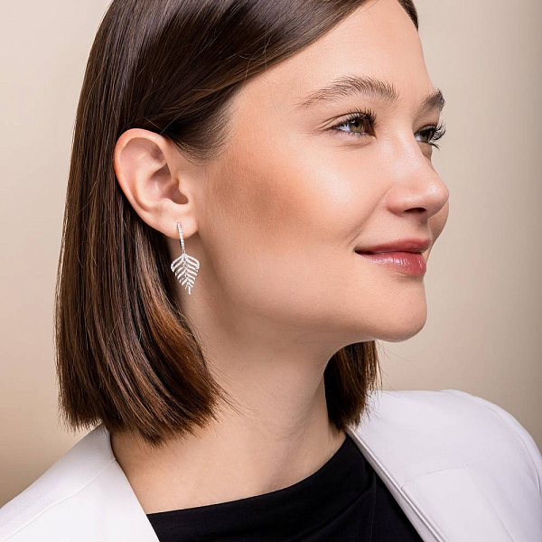 Серьги из белого золота с бриллиантами (арт. С341446050б) – изображение 3