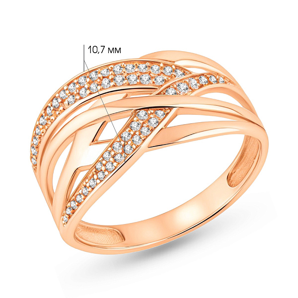 Широка золота каблучка з фіанітами (арт. 1104595101) – зображення 3