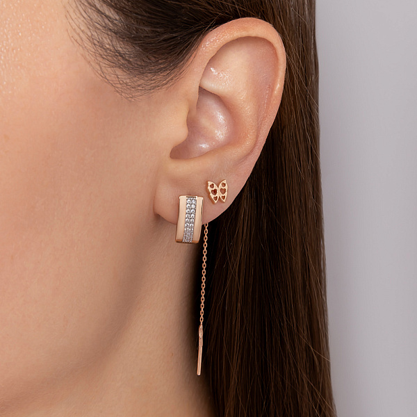 Золотые серьги с фианитами (арт. 111600) – изображение 3