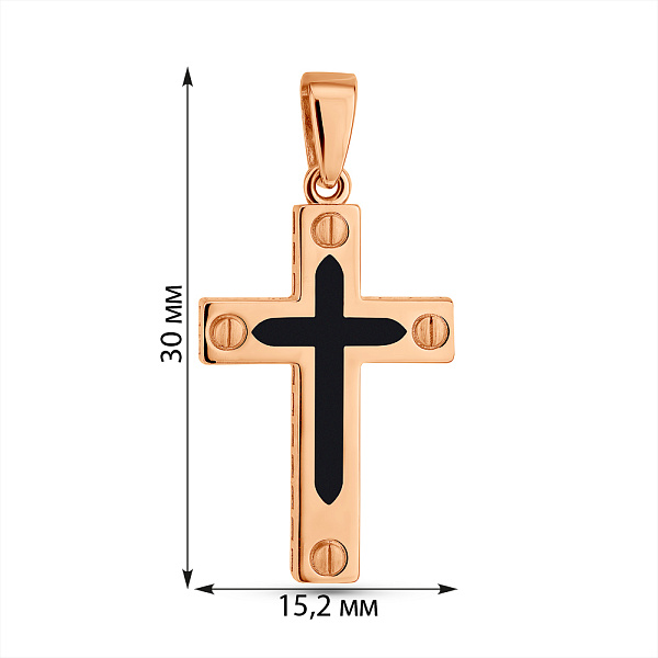 Хрестик з червоного золота з емаллю  (арт. 4401035/22еч) – зображення 2