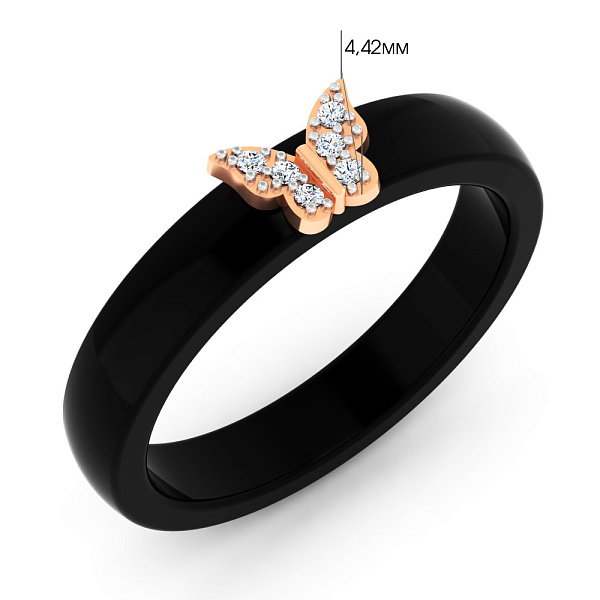 Каблучка Метелик з золота та кераміки з діамантами (арт. К011792кч) – зображення 5