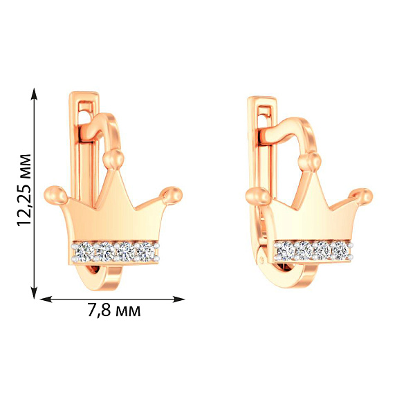 Серьги из красного золота "Корона" (арт. 110917) – изображение 6