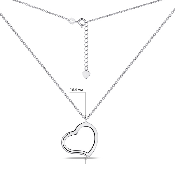 Серебряное колье Сердце без камней (арт. 7507/1839) – изображение 3