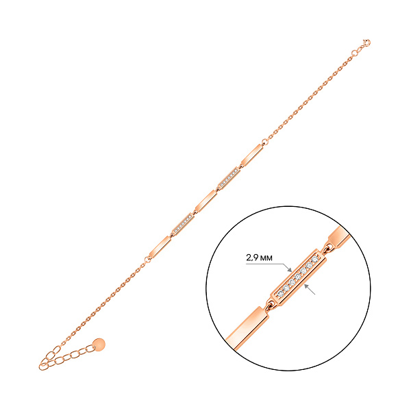 Браслет з червоного золота з діамантами (арт. Б011571010) – зображення 4