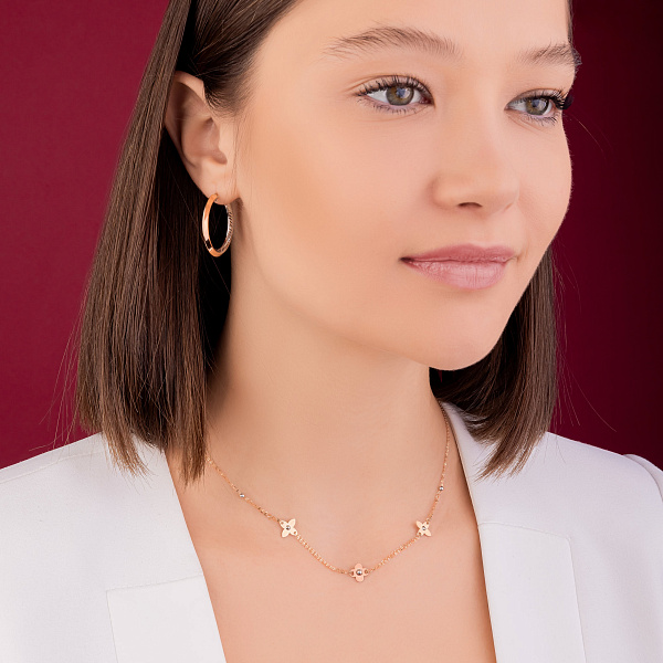 Серьги-кольца из красного и белого золота (арт. 1091143/25кб) – изображение 4