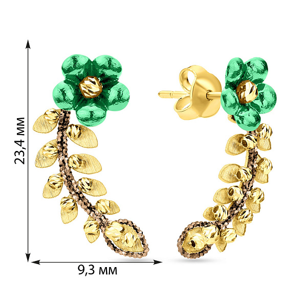 Золотые пусеты Francelli Цветы (арт. 109774жзкр) – изображение 2