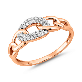 Фото Кольцо Звенья из красного золота с фианитами (арт. 141191)