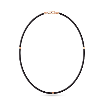 Ювелірний шнурок з каучуку з вставками з червоного золота  (арт. 360126)