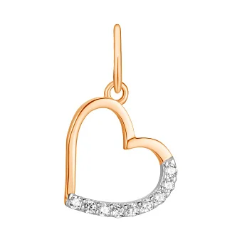 Подвеска из красного золота Сердце с фианитами (арт. 423850)