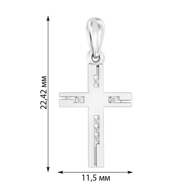 Хрестик з білого золота з фіанітами (арт. 440635б) – зображення 2