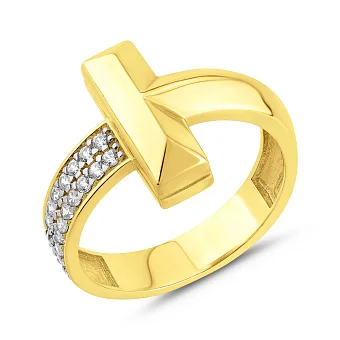 Каблучка з жовтого золота з фіанітами (арт. 155106ж)