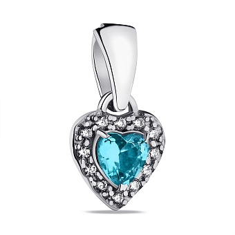 Фото Срібна підвіска Сердечко з альпінітом і фіанітами (арт. 7503/А027агпю)