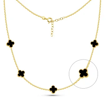 Кольє з жовтого золота з оніксом (арт. 352772/8жо)